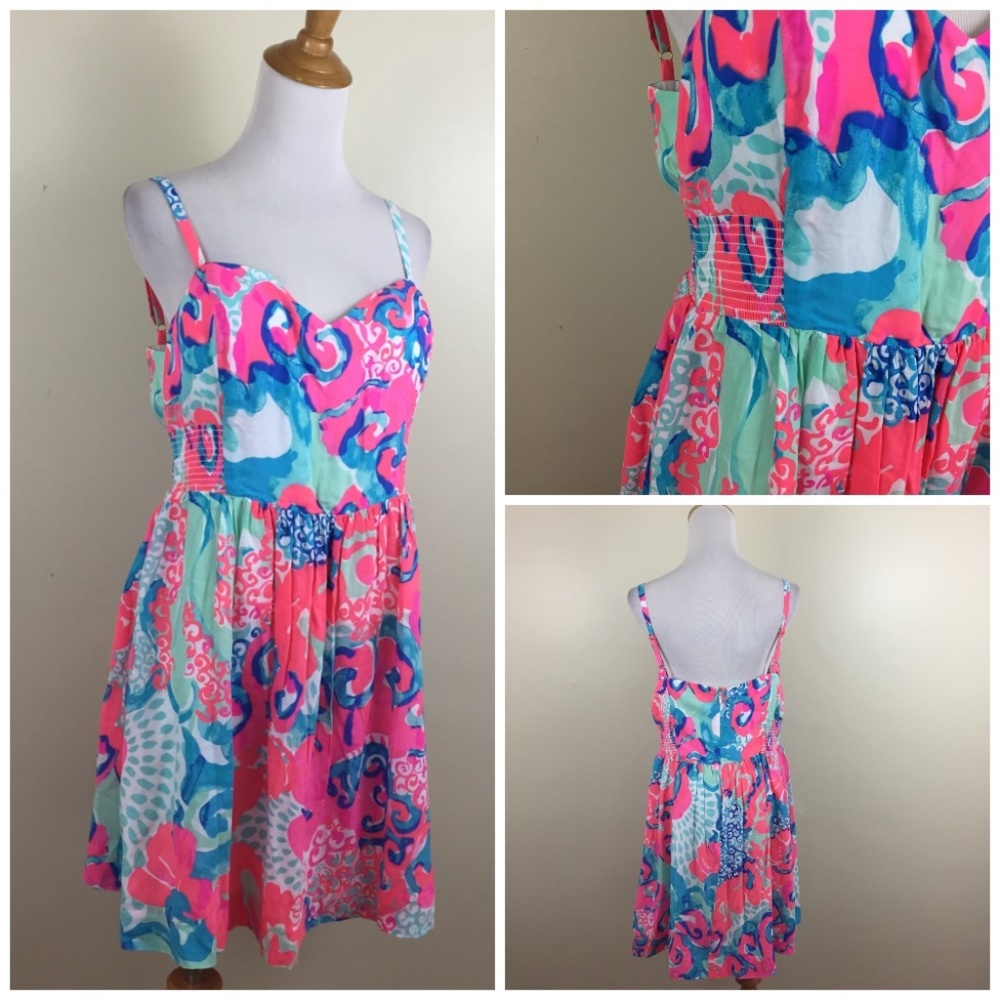 Lilly Pulitzer Pink Blue Green Printed Sundress